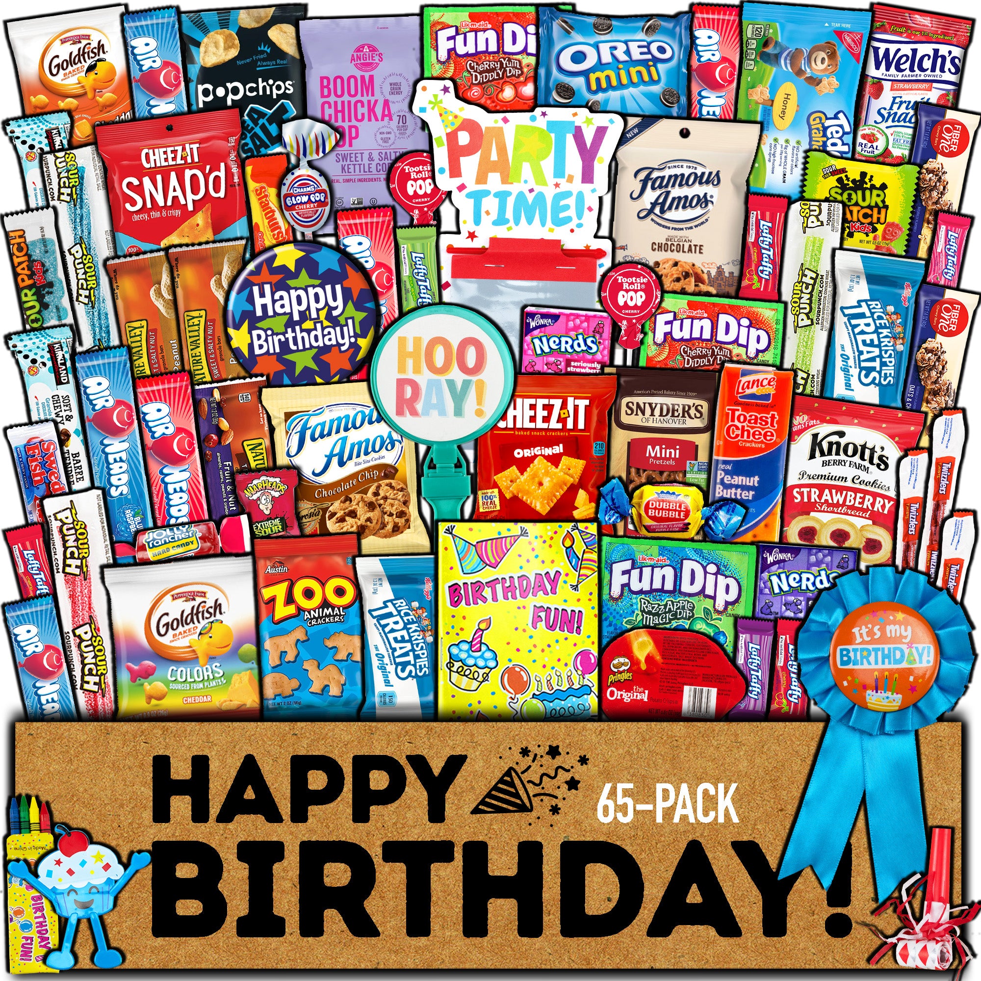 CraveBox Birthday Snack Box 65ct | Birthday Care Package