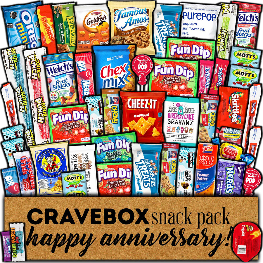 CRAVEBOX Anniversary Snack Box Care Package - Gift for Husband, Wife, Boyfriend, Girlfriend