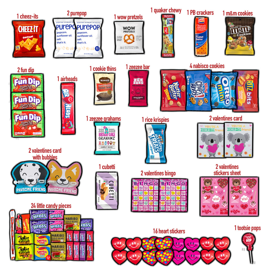 Valentine's Day 70ct - Candy, Snacks, Stickers & More!