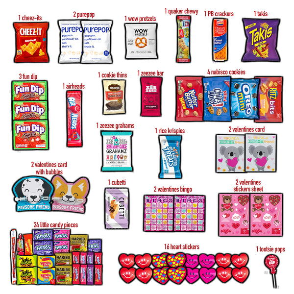 Valentine's Day 70ct - Candy, Snacks, Stickers & More!