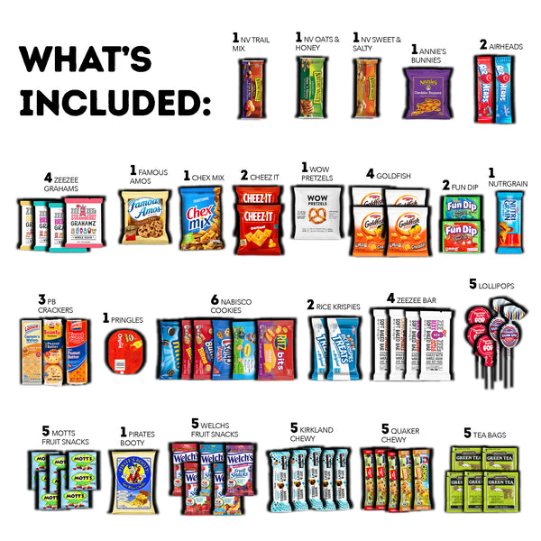 CRAVEBOX Snack Box (110 Count) Valentines Variety Pack Care Package Gift Basket Adult Kid Guy Girl Women Men Birthday College Student Office College Back to School