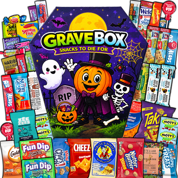 GraveBox Halloween Snack Gift Box, 40 Count Candy & Snack Variety Pack