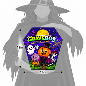 GraveBox Halloween Snack Gift Box, 40 Count Candy, Snacks, Cookies, Crackers & Small Toys
