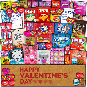 Snack Box Care Package -50 Piece Food Snack Variety Pack for Valentines  Day, College Kids, Adults, Military, Boyfriend, Girlfriend, Office  ,Birthdays