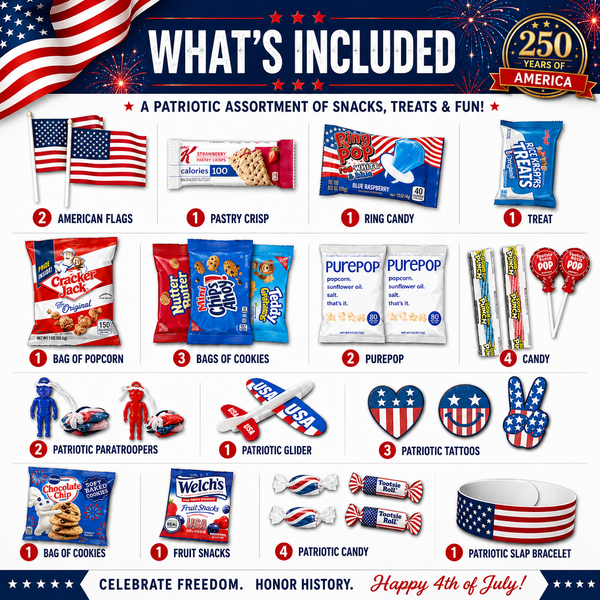 America 250 Celebration Box | 4th of July Party Favors & Activities for Kids