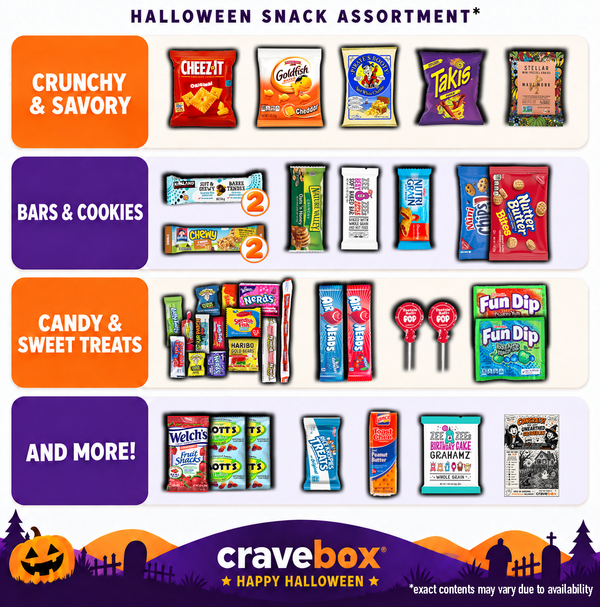 GraveBox Halloween Snack Gift Box, 40 Count Candy & Snack Variety Pack